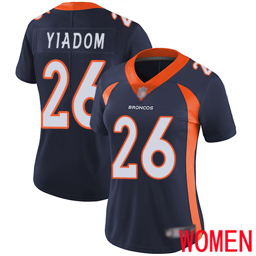 Women Denver Broncos 26 Isaac Yiadom Navy Blue Alternate Vapor Untouchable Limited Player Football NFL Jersey